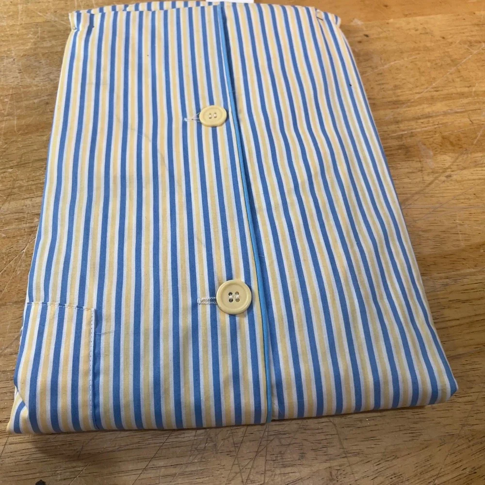 Towncraft Pajama Top Mens XL Blue Yellow Vtg Style Striped Long Sleeve NWT